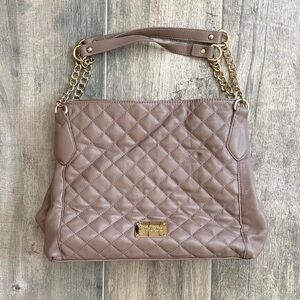 Bebe Quilted Tan Chain Strap Women's Bag